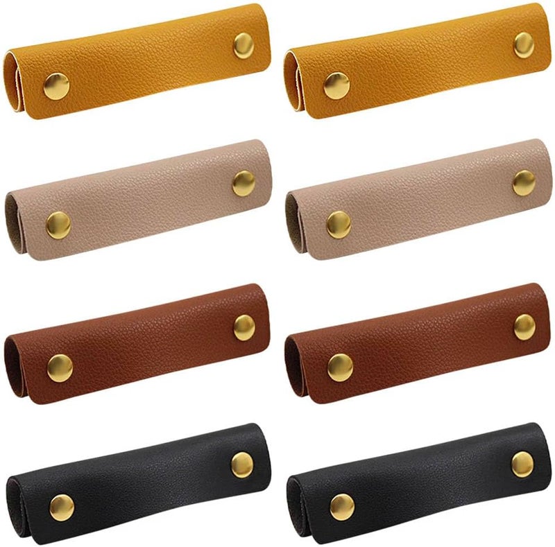 VIOKKO 8 Pieces Handbag Handle Leather Wrap Cover, Luggage Bag Grip Protector Saddle, Soft Purse Strap Pad Identifier for Shopping Bag Travel Bag Suitcase Tote Bag - Image 1